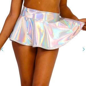IHeartRaves Holographic Mini Skirt Silver Rave Festival M